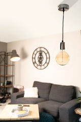 Kit de suspension luminaire métal avec cordon textile Chrome - Elexity