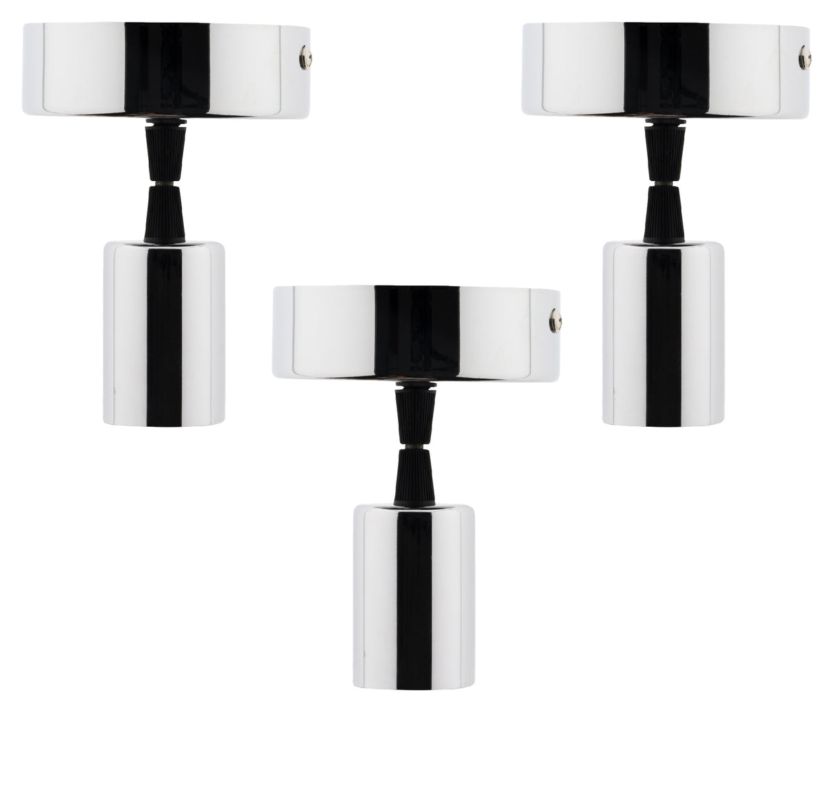 Lot de 3 kits de suspension luminaire métal avec cordons textiles Chrome - Zenitech