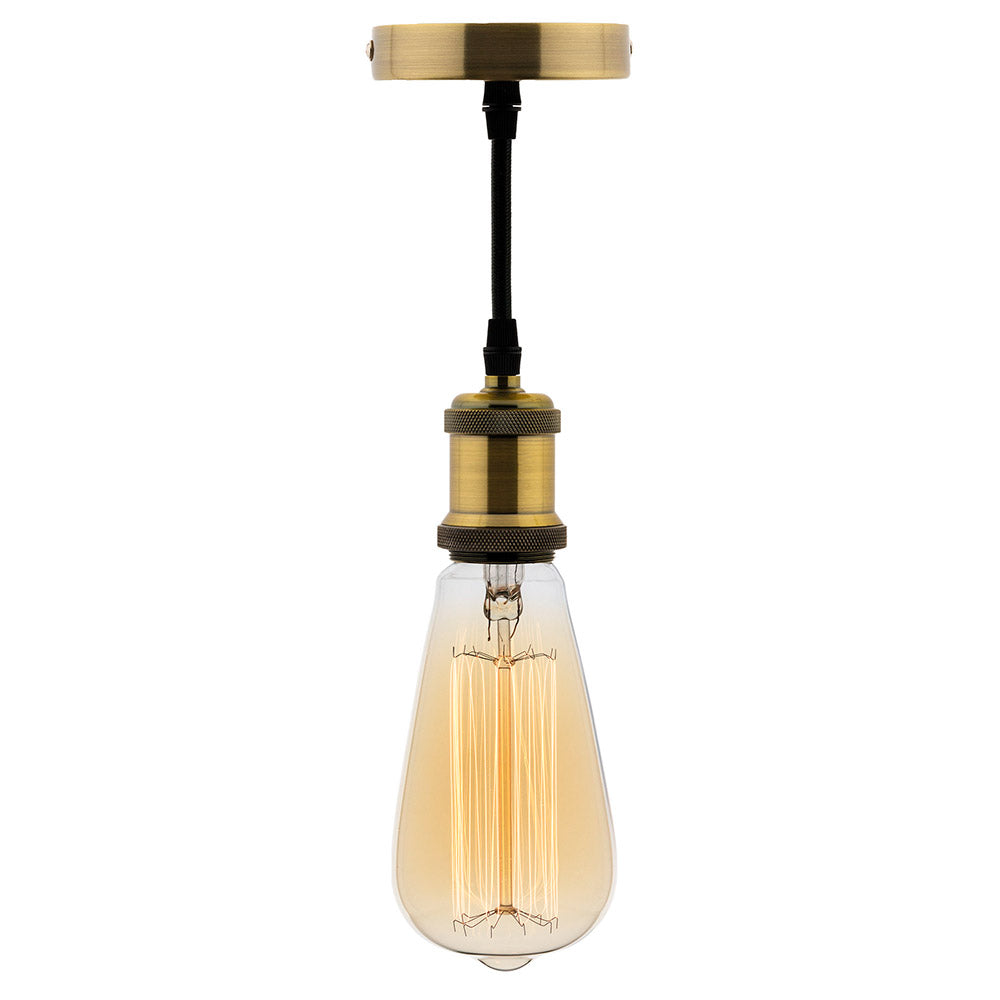 Kit suspension vintage avec câble textile et ampoule filament carbone Edison - Zenitech