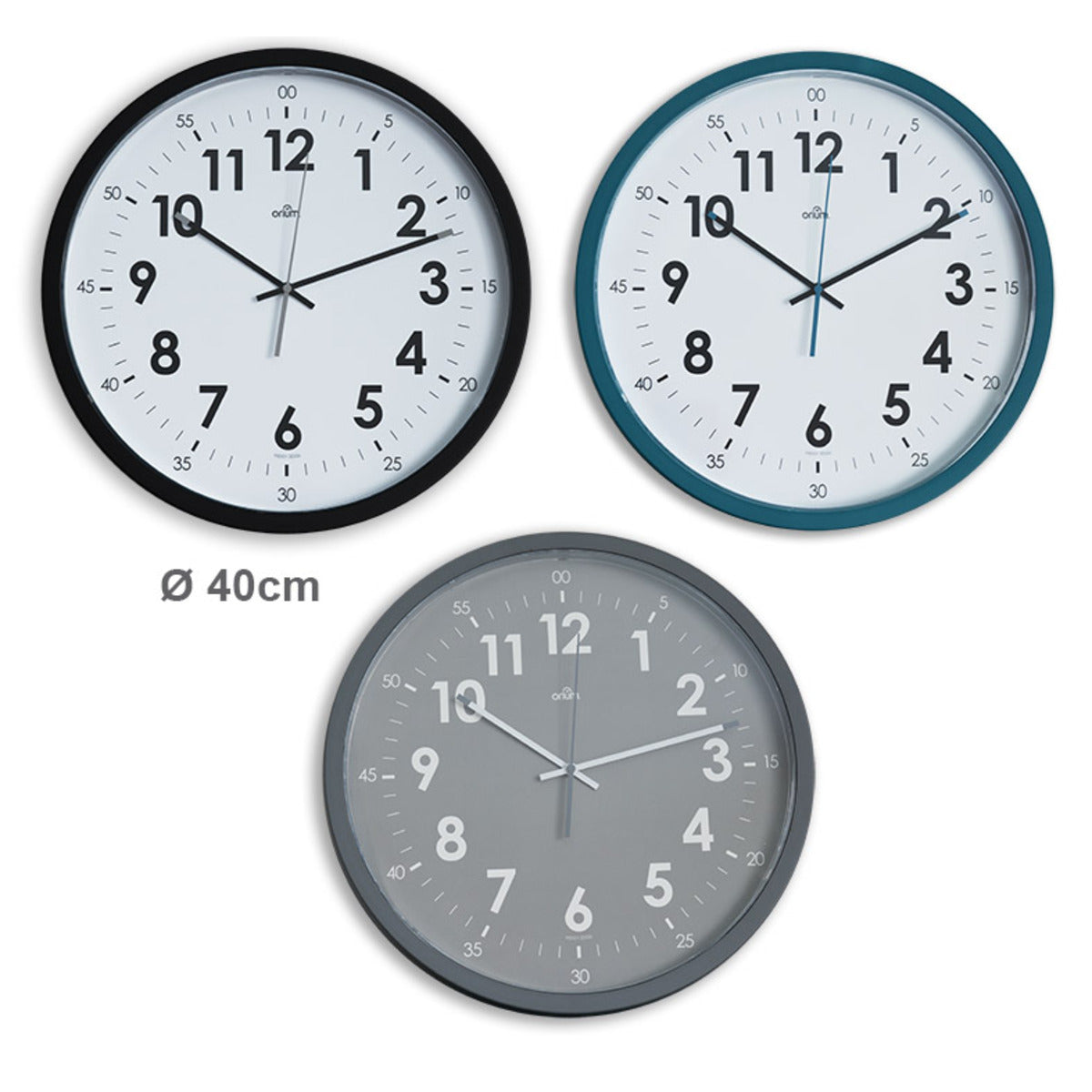 Horloge quartz silencieuse Oris Ø40cm - Noir - Orium