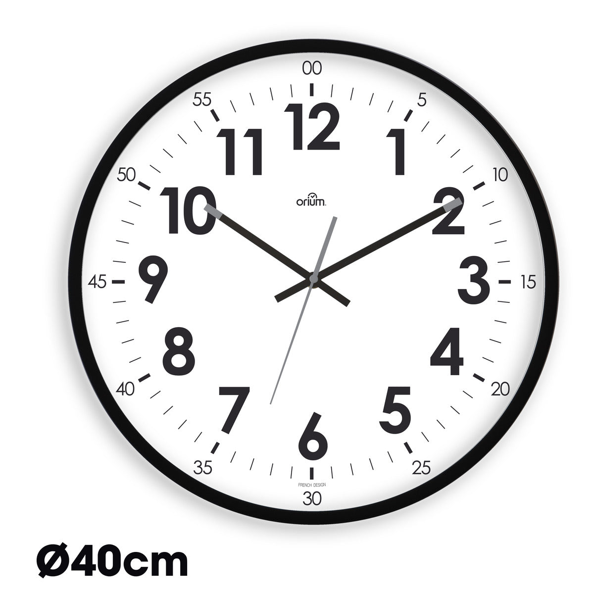Horloge quartz silencieuse Oris Ø40cm - Noir - Orium