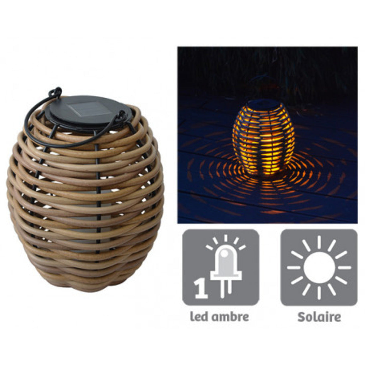 Lanterne solaire tressée Alicia - Orium