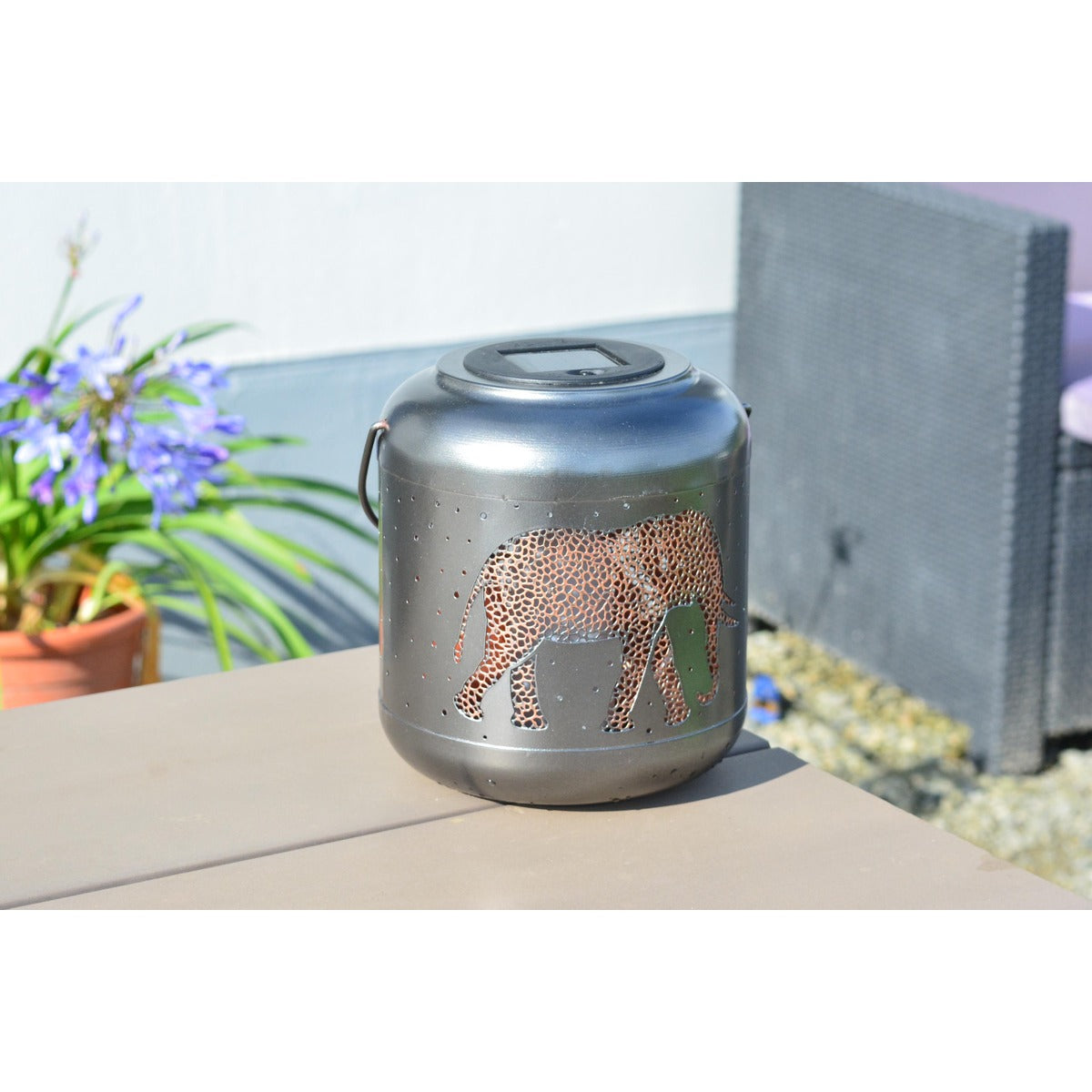 Lanterne métal solaire Jungle 18cm - Orium