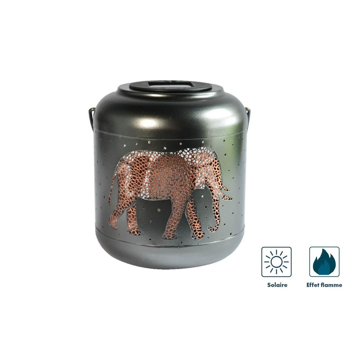 Lanterne métal solaire Jungle 18cm - Orium