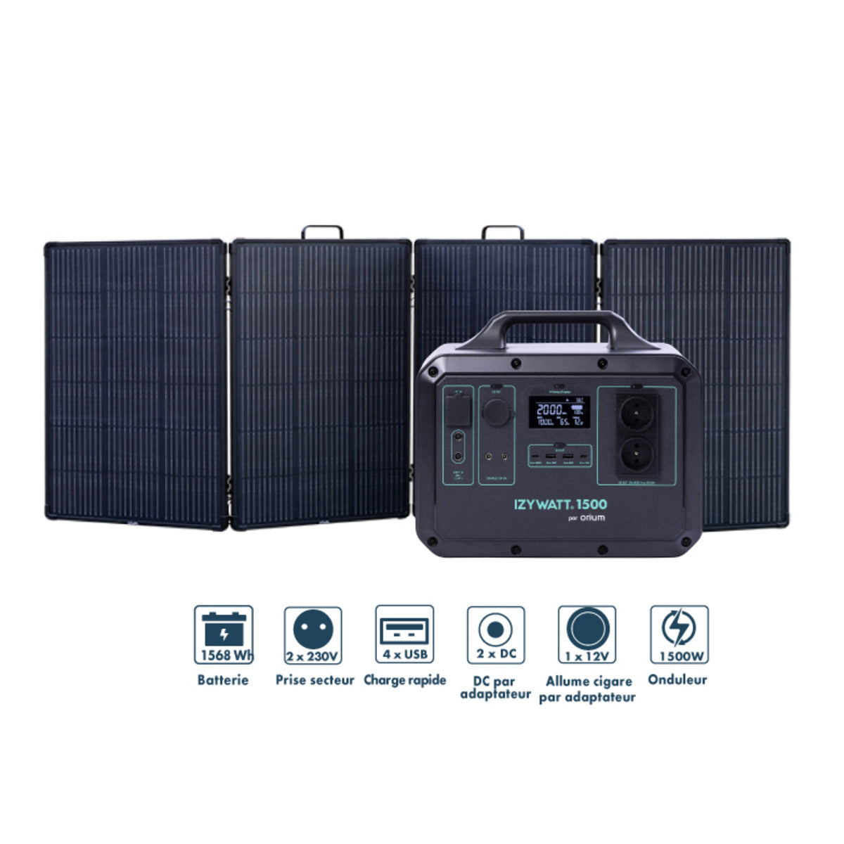 Pack générateur solaire LFP Izywatt 1500 + panneau solaire 315W - Orium