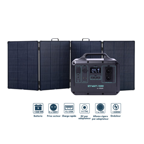 Pack générateur solaire LFP Izywatt 1500 + panneau solaire 315W - Orium