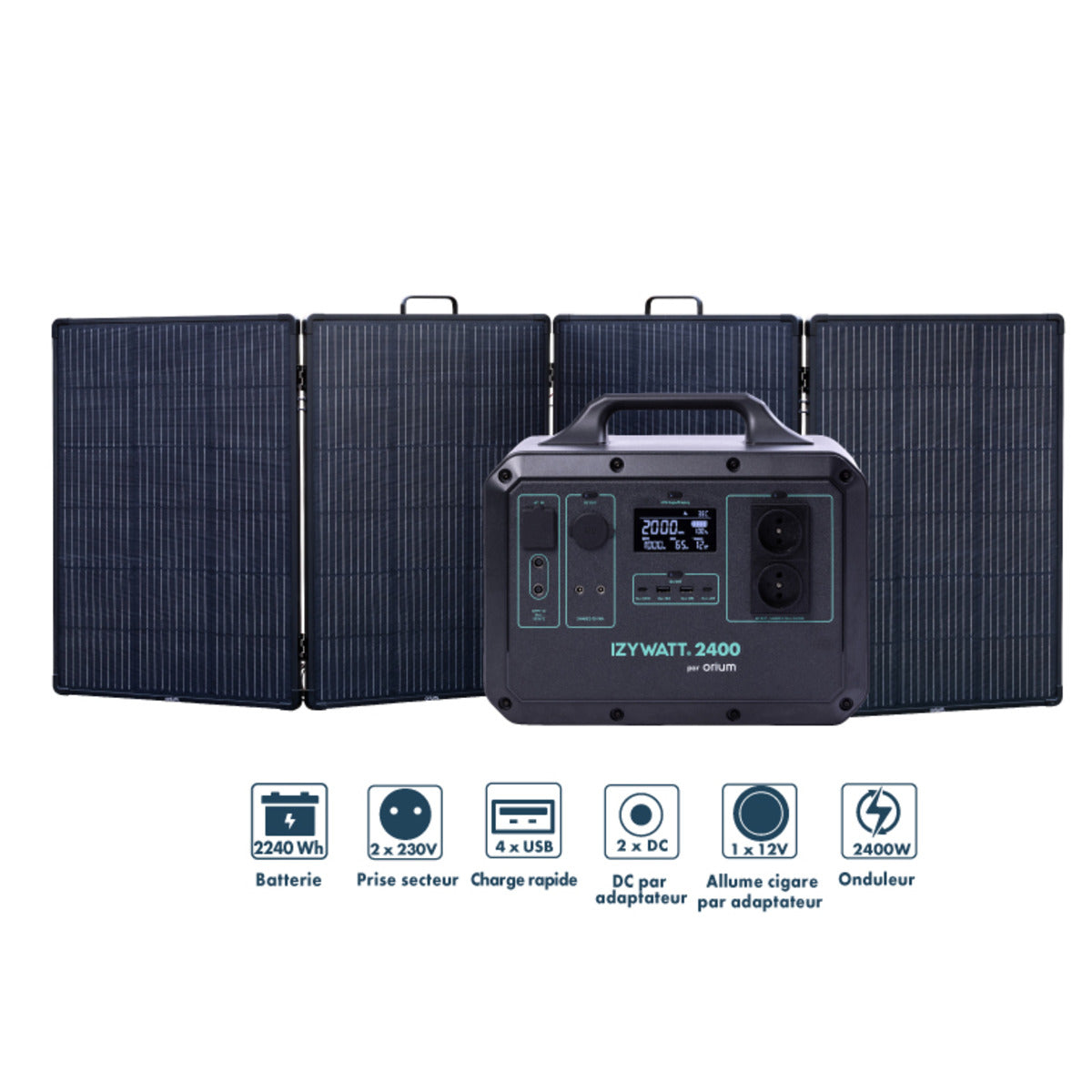 Pack générateur solaire LFP Izywatt 2400 + panneau solaire 315W - Orium