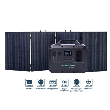 Pack générateur solaire LFP Izywatt 2400 + panneau solaire 315W - Orium
