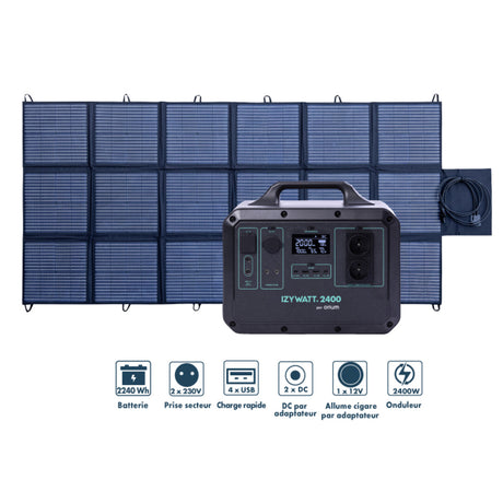 Pack générateur solaire LFP Izywatt 2400 et panneau solaire 400W - Orium