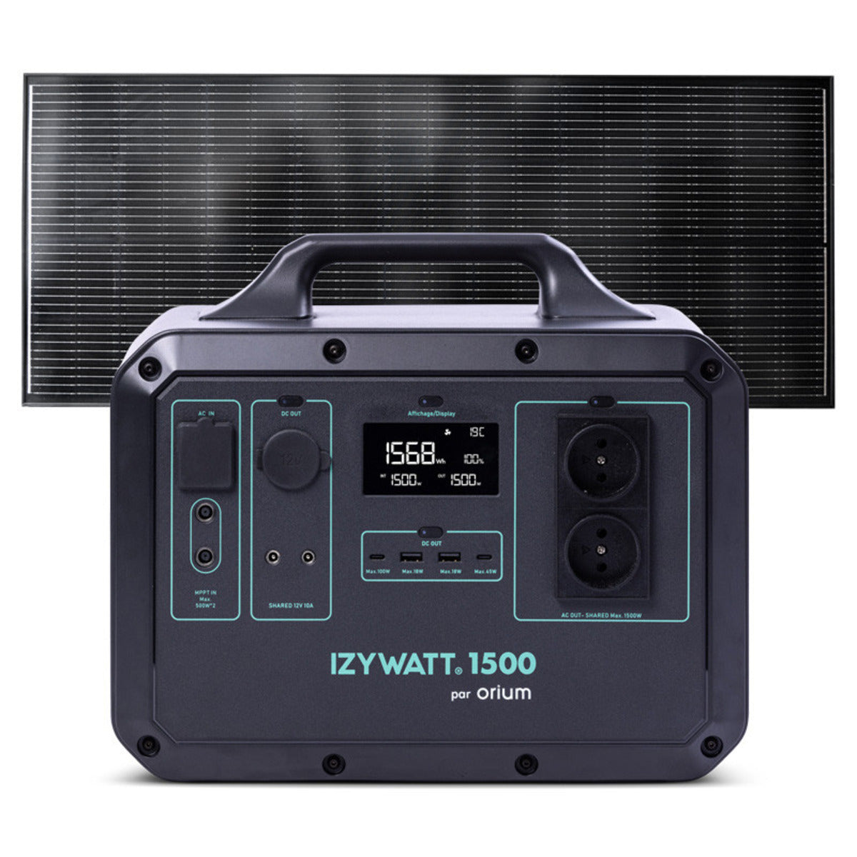 Pack générateur solaire LFP Izywatt 1500 + panneau solaire fixe 200W - Orium
