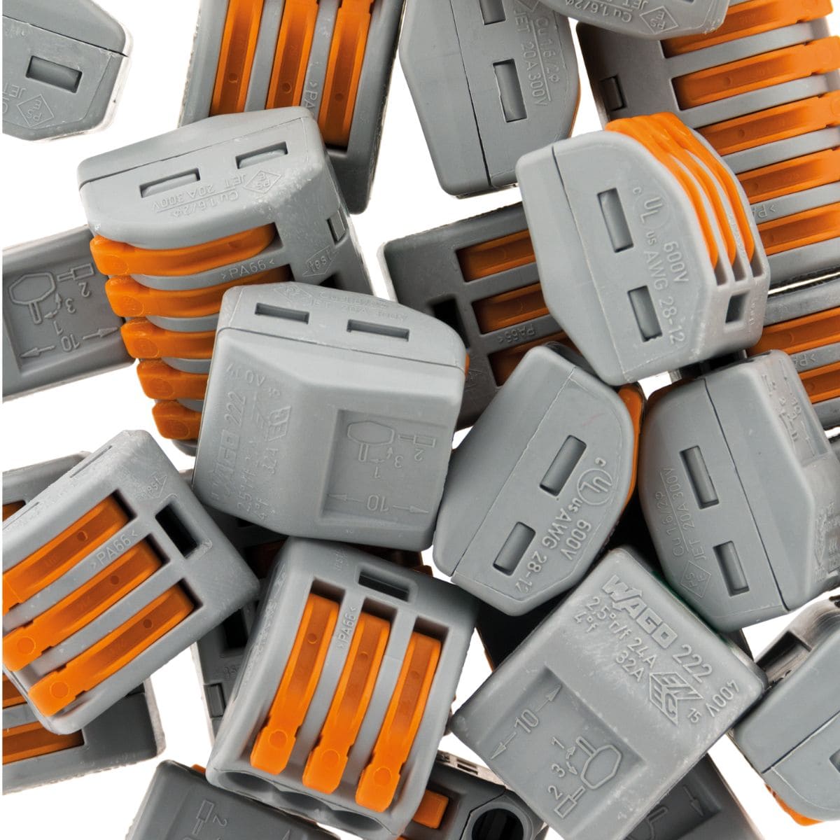 Bornes automatiques à cliquet S222 - fils rigides et souples 4mm² - Wago