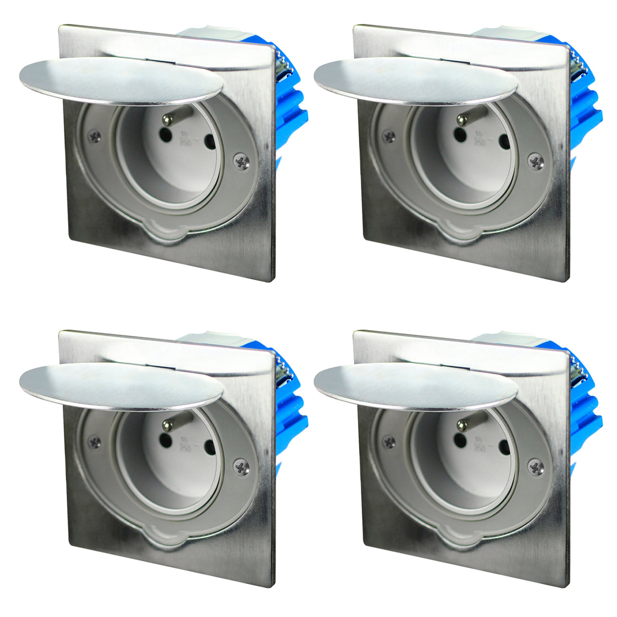 Prise de sol 2P+T IP44 aluminium brossé - Zenitech