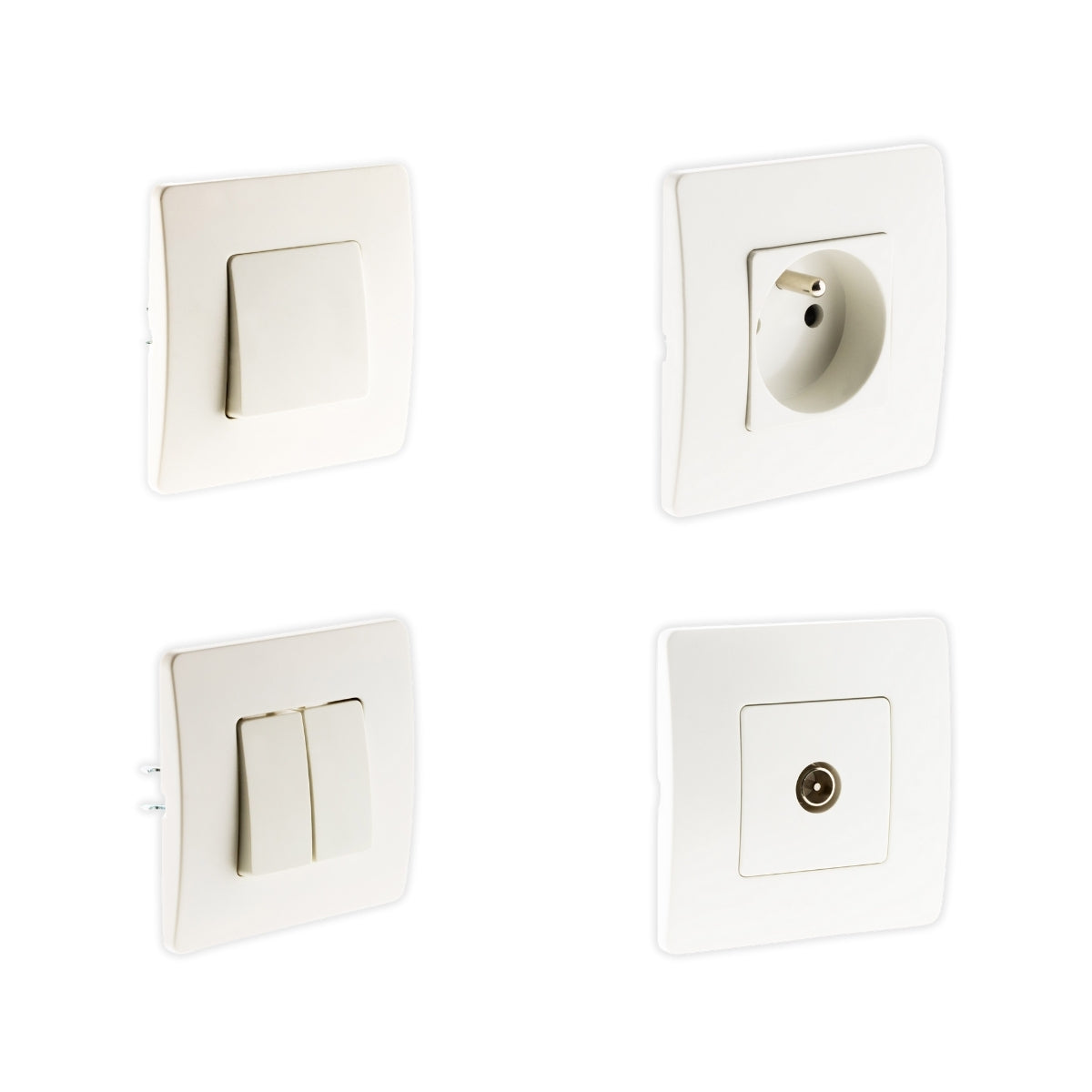 2 interrupteurs va et vient + prise 2P+T + TV - Simplea Zenitech
