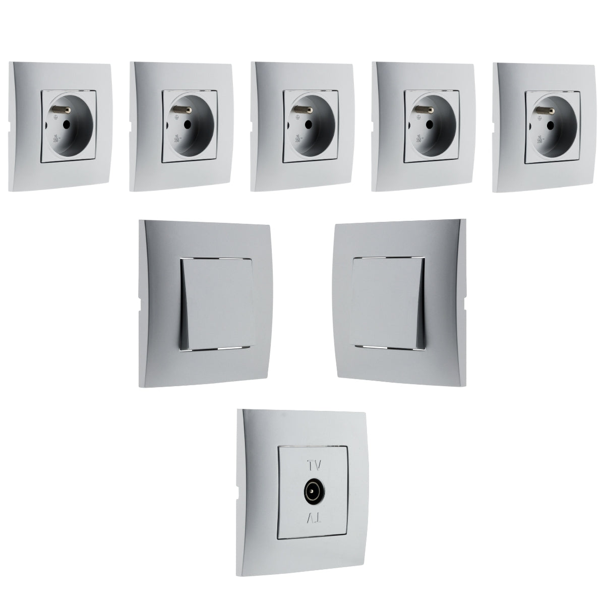 Interrupteur va et vient + prise 2P+T + TV - Simplea Zenitech