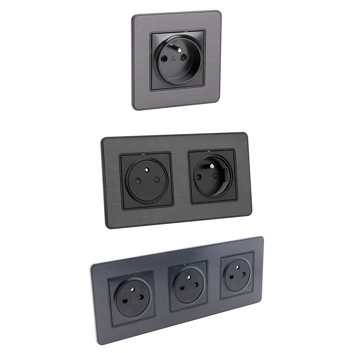 Set de 3 prises 2P+T simple, double et triple - Zenitech