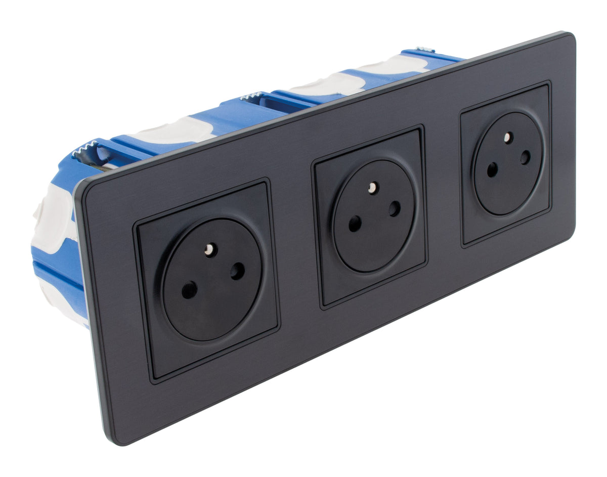 Set de 3 prises 2P+T simple, double et triple - Zenitech
