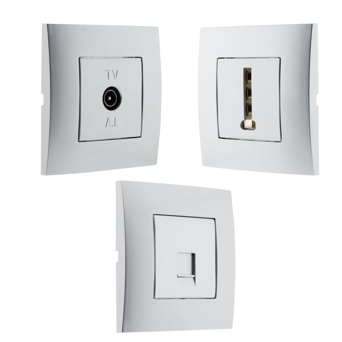 Prise TV + prise téléphonique 8 plots + prise RJ45 - Simplea - Zenitech