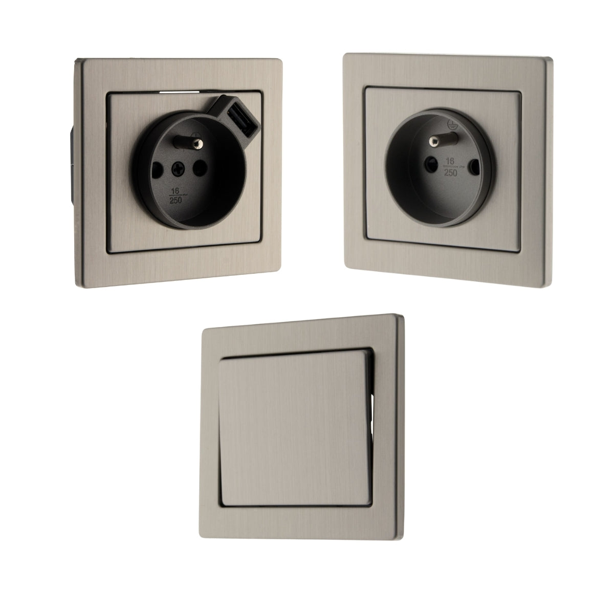 Interrupteur va et vient + prise 2 P+T + prise 2 P+T avec chargeur USB - Art'Flat - Zenitech