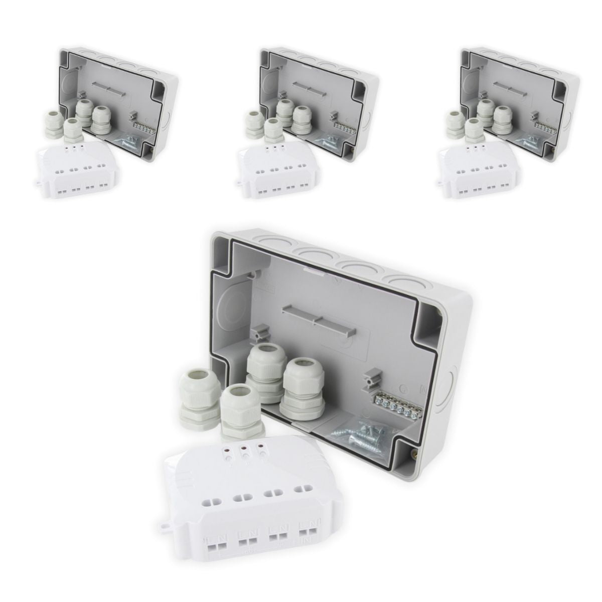 Lot de 4 modules 3 canaux On/Off - IP56 - 3500W - 1 entrée + 3 sorties - Chacon