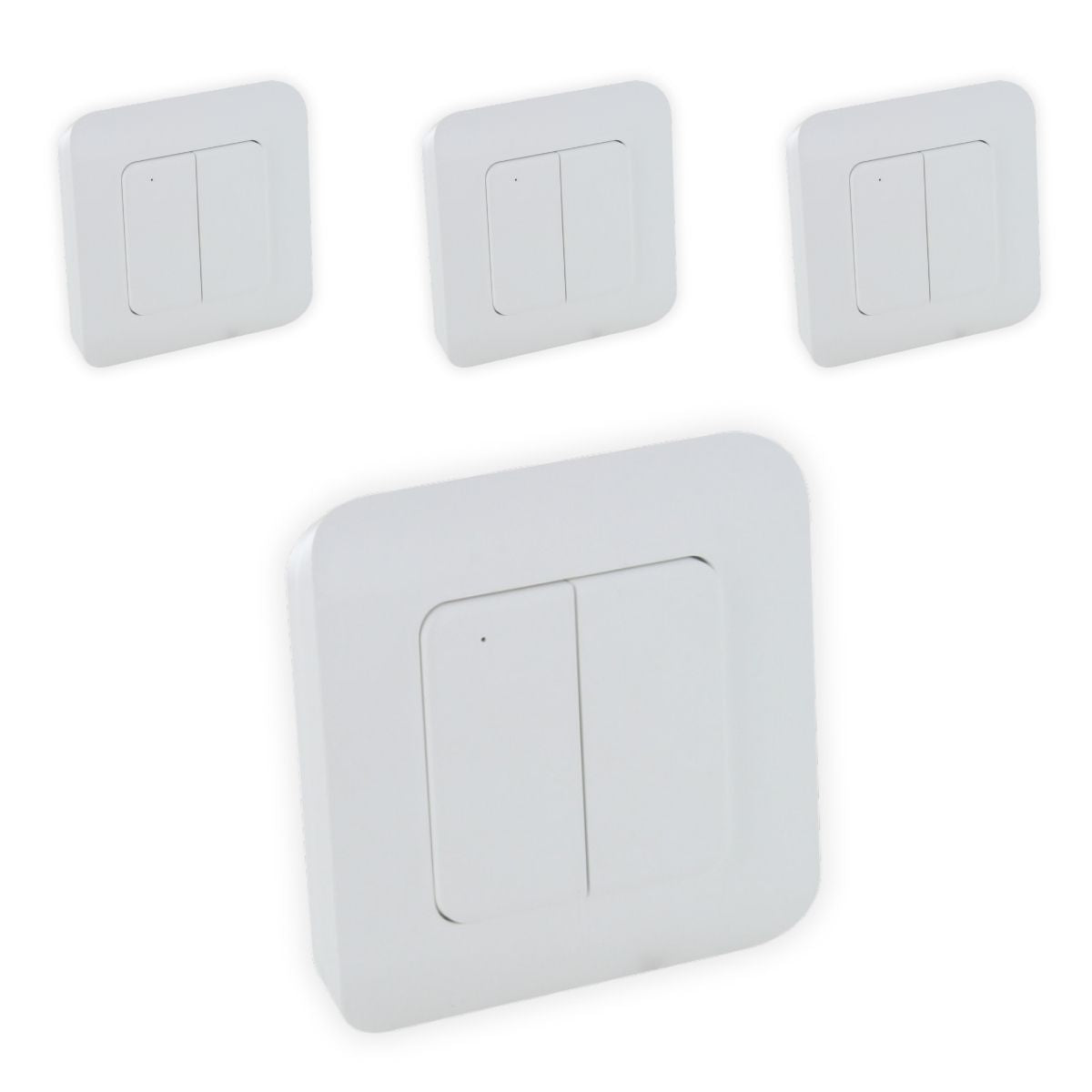 Lot de 4 interrupteurs double sans fil 2 canaux - On/Off +Variateur - Blanc - Chacon
