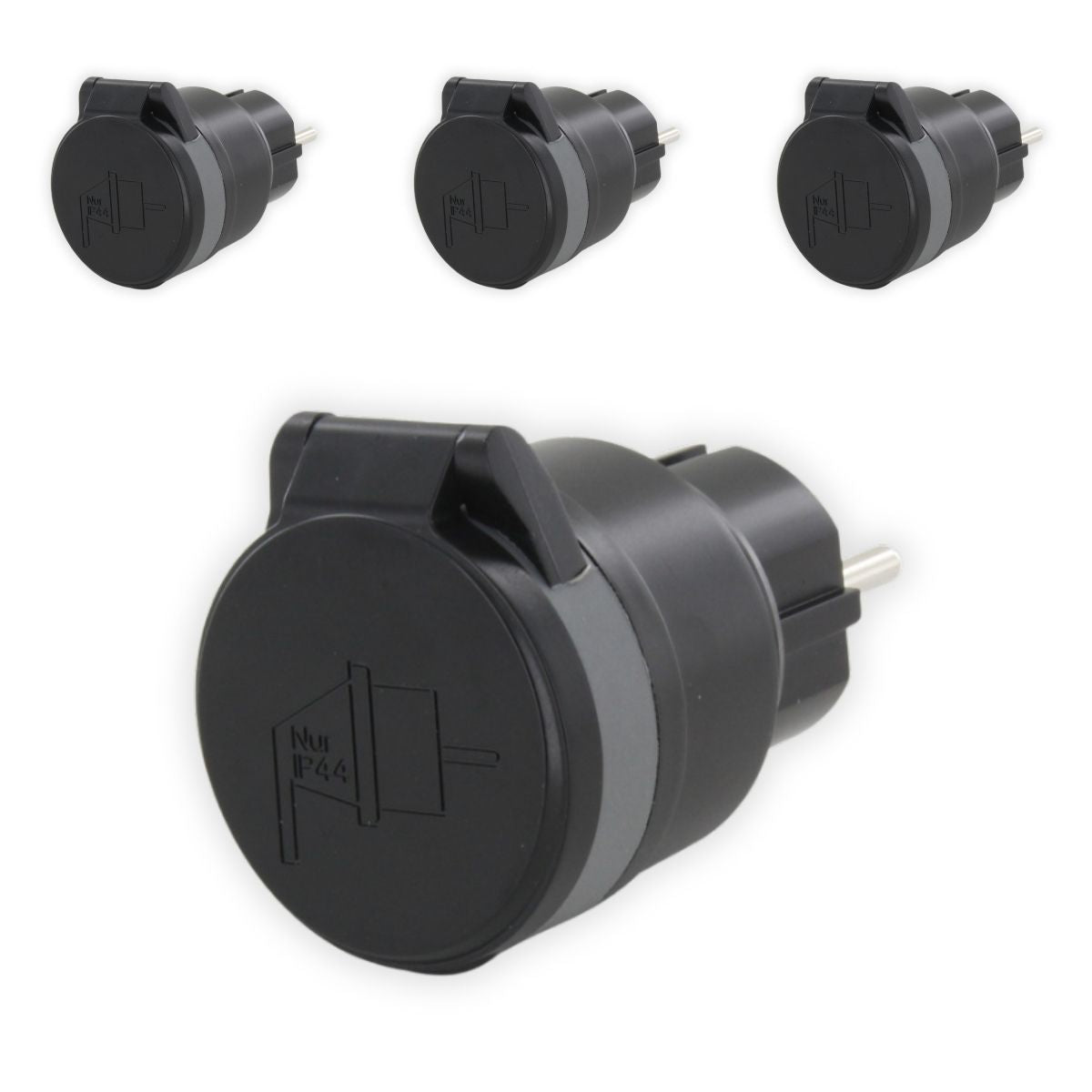 Lot de 4 minis prises étanches télécommandées DiO - IP44 - 3500W - Noir - Chacon