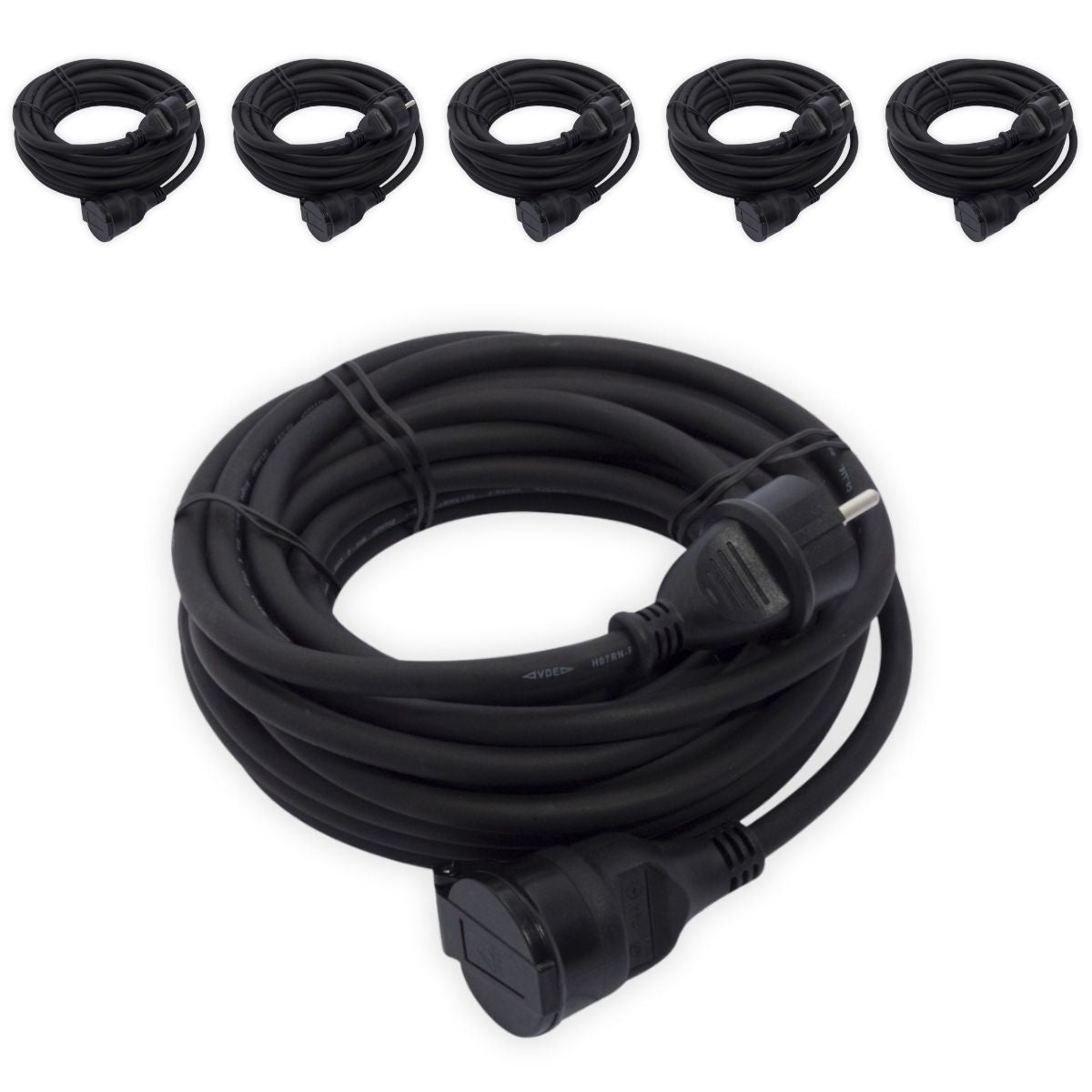 Lot de 6 rallonges 1x16A - 3500W - 10m - Noir - Chacon