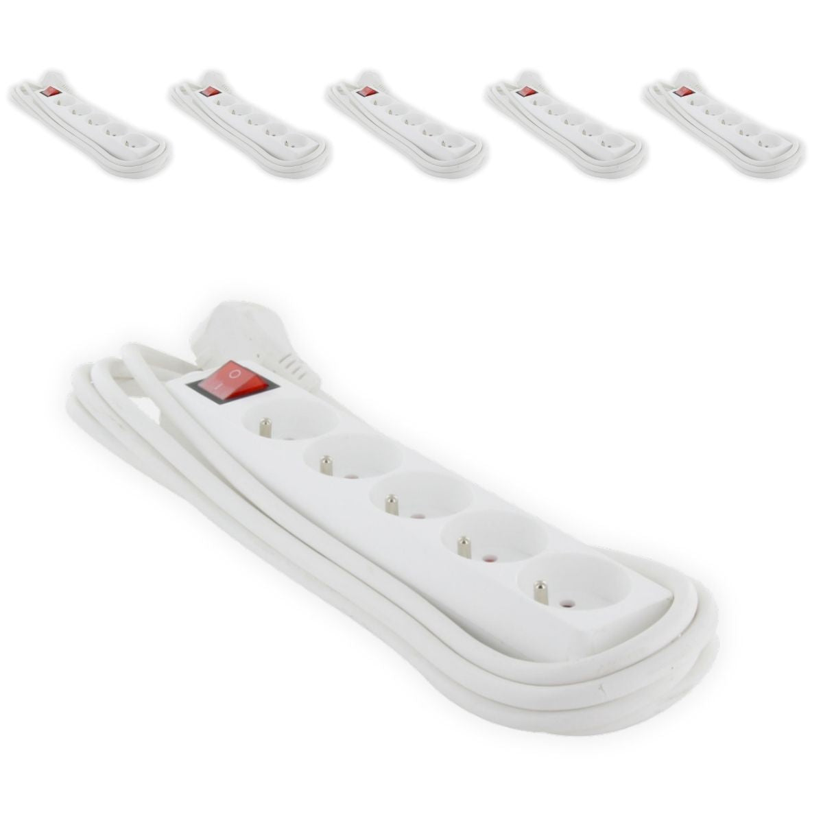 Lot de 6 blocs multiprises 5x16A - 3m - Blanc - Chacon