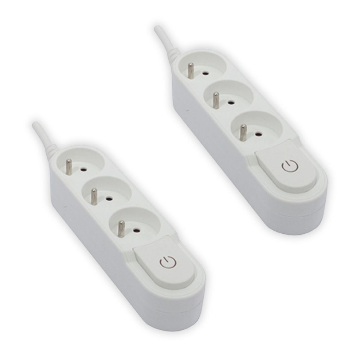 Lot de 2 blocs multiprises 3x16A - 3500W - câble H05VV-F 3x1,5mm² - 3m - Blanc - Chacon