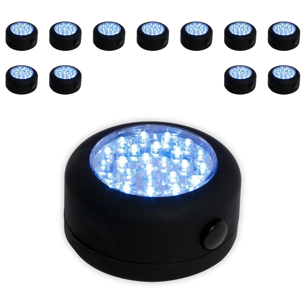 Lot de 12 lampes LED rondes magnétiques - classe A+ Noir - 60lm - Chacon