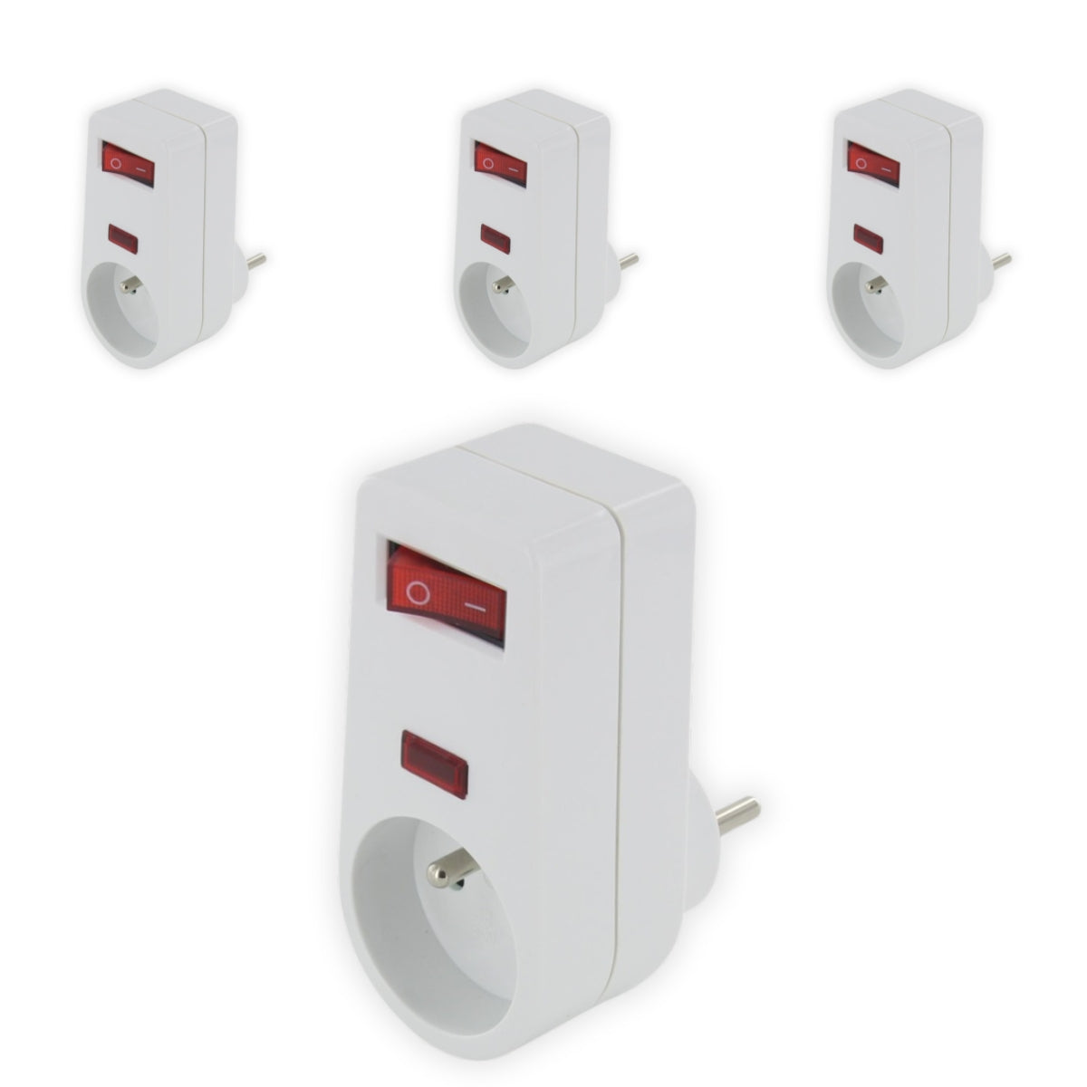 Lot de 4 prises parafoudres 1x16A 3500W 250V - Blanc - On/Off - Chacon