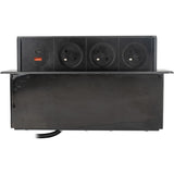 Lot de 3 blocs multiprises encastrables 3x16A 2P+T avec 2 ports USB - Noir - Otio