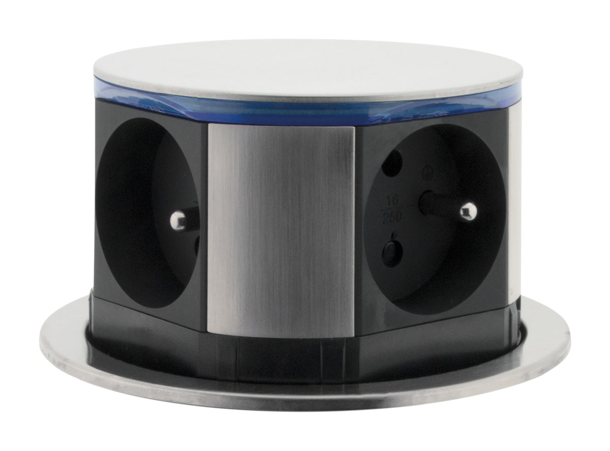 Lot de 2 blocs prises encastrables compacts 2P+T 16A + USB - Otio