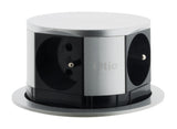 Lot de 2 blocs multiprises Inox encastrables compact - bureau ou cuisine Inox - Otio