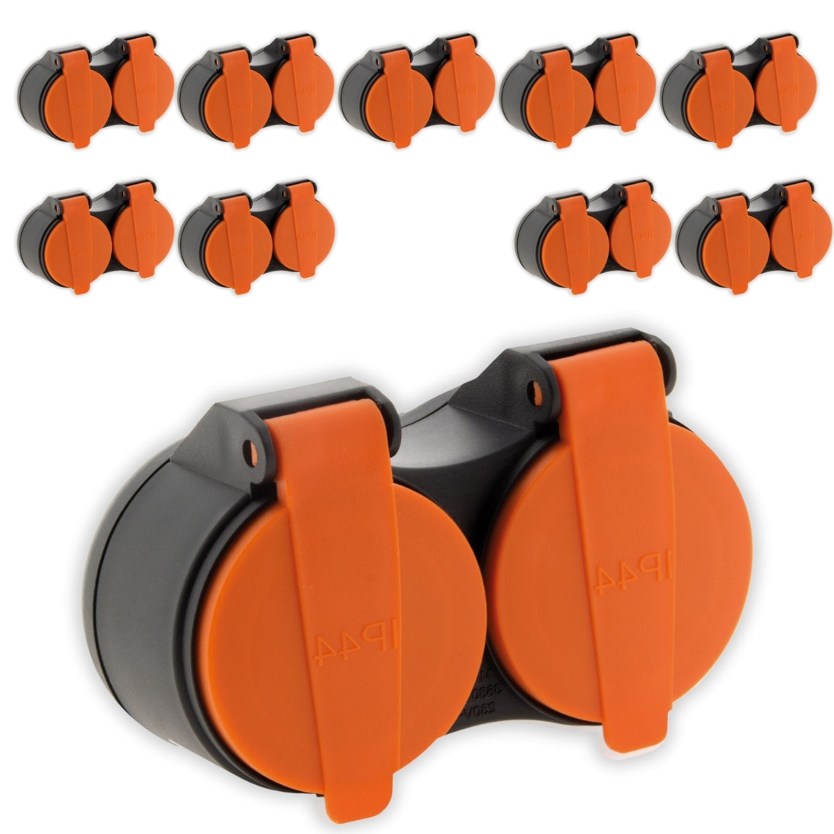 Lot de 10 bliplites pour extérieur étanche IP44 2P+T avec accroche - Orange - Zenitech