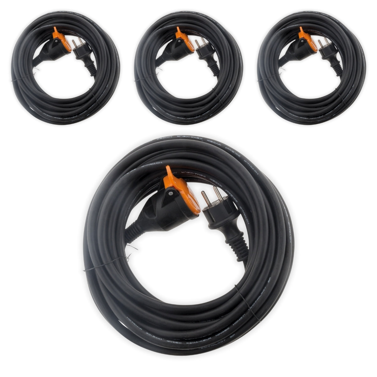 Lot de 4 prolongateurs pour chantier HO7RN-F 16A 3G2,5mm² 10m - Noir - Zenitech