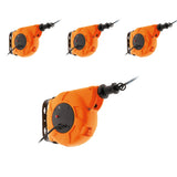 Lot de 4 enrouleurs muraux câble HO5VV-F 3G1mm² 11m + 2m - Orange - Zenitech