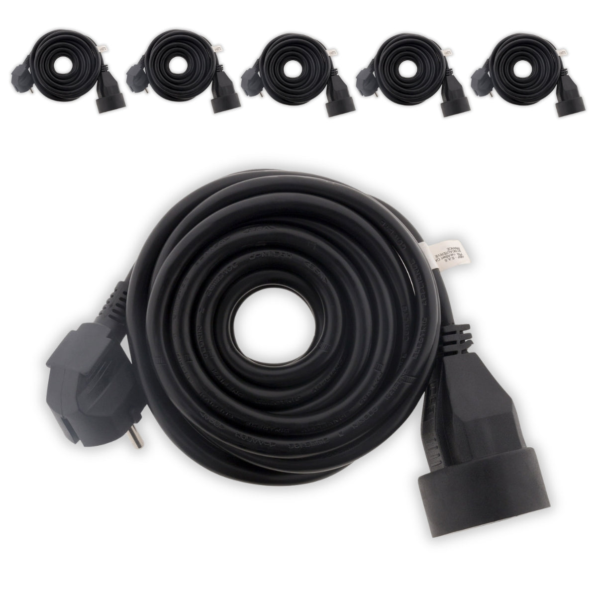 Lot de 6 prolongateurs 16A 2P+T HO5VV-F 3G1,5mm² - noir 3m - Zenitech
