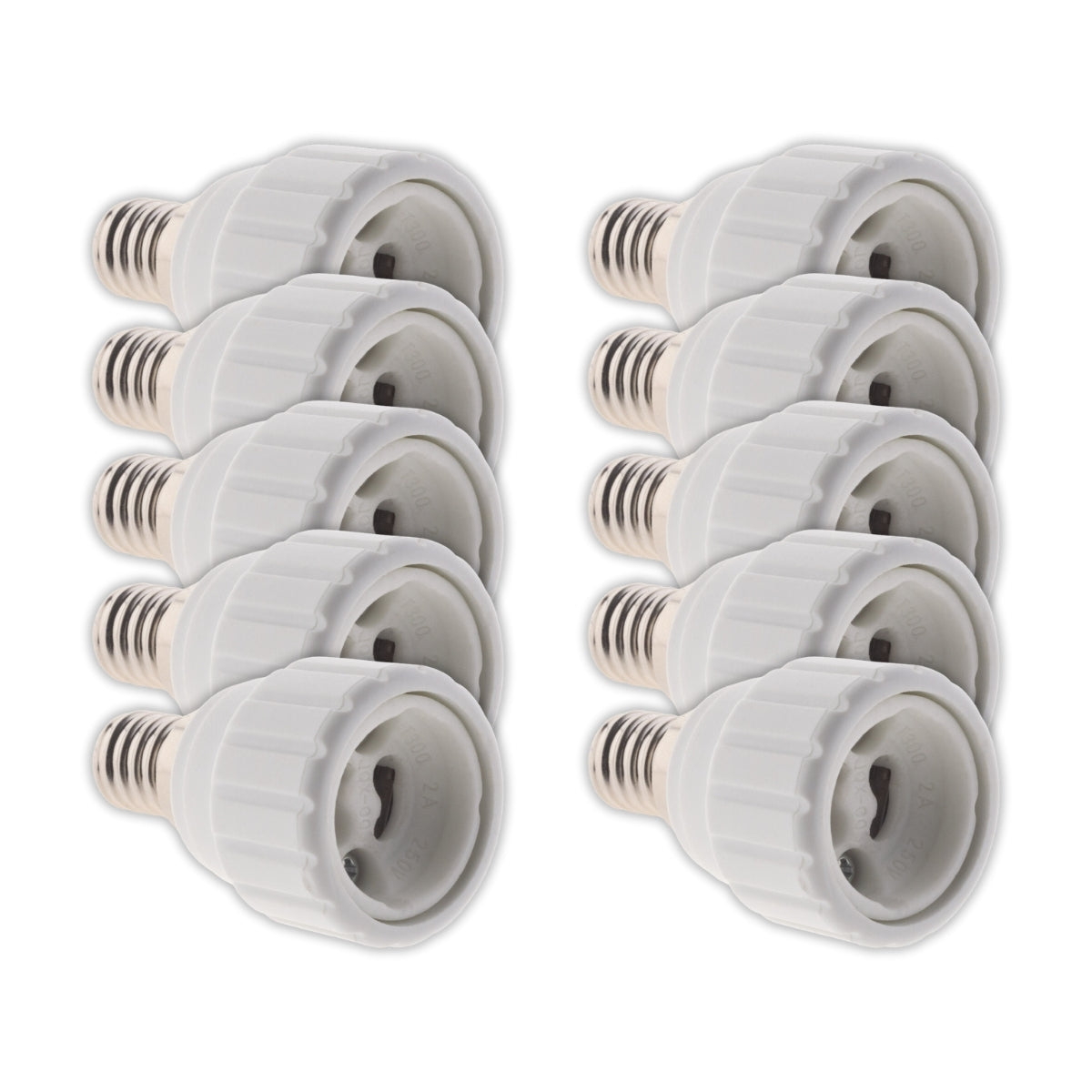 Lot de 10 adaptateurs de douille E14 vers GU10 à visser - ignifuge - Blanc - Zenitech