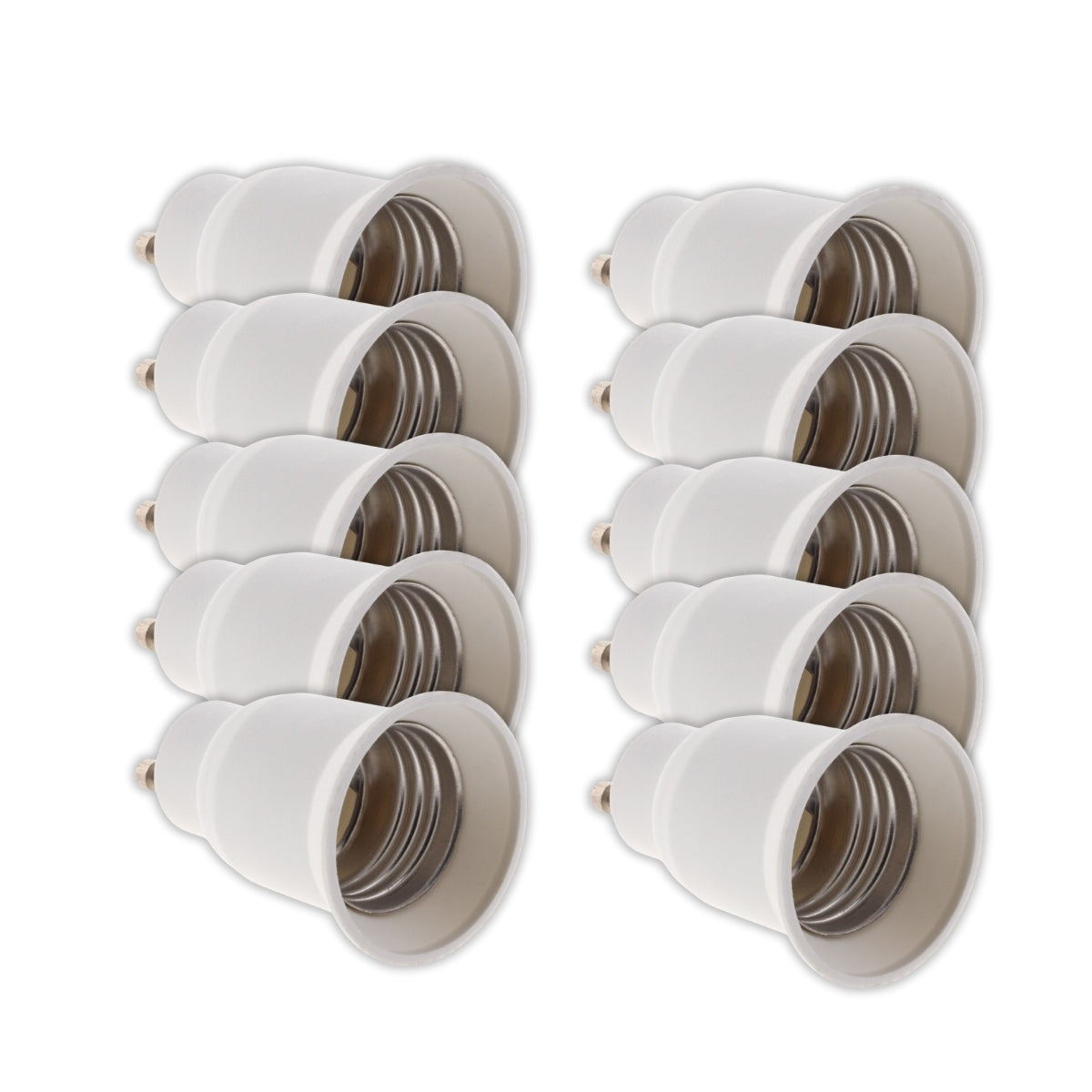 Lot de 10 adaptateurs de douille GU10 vers E27 à baïonnette - ampoules LED et halogènes - Blanc - Zenitech