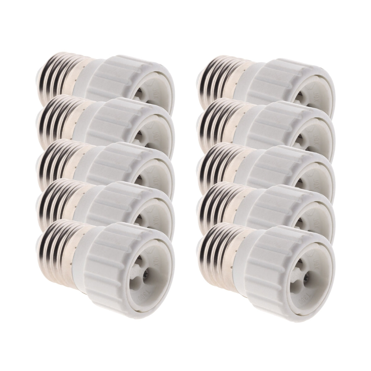 Lot de 10 adaptateurs de douille E27 vers GU10 à visser - Compatible LED - Blanc - Zenitech