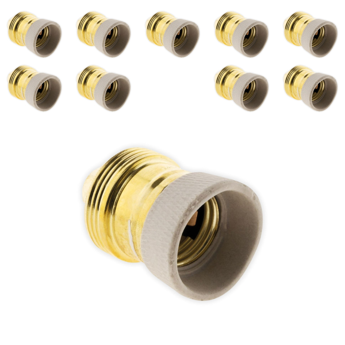 Lot de 10 douillesE27 en laiton avec collerette porcelaine - Zenitech
