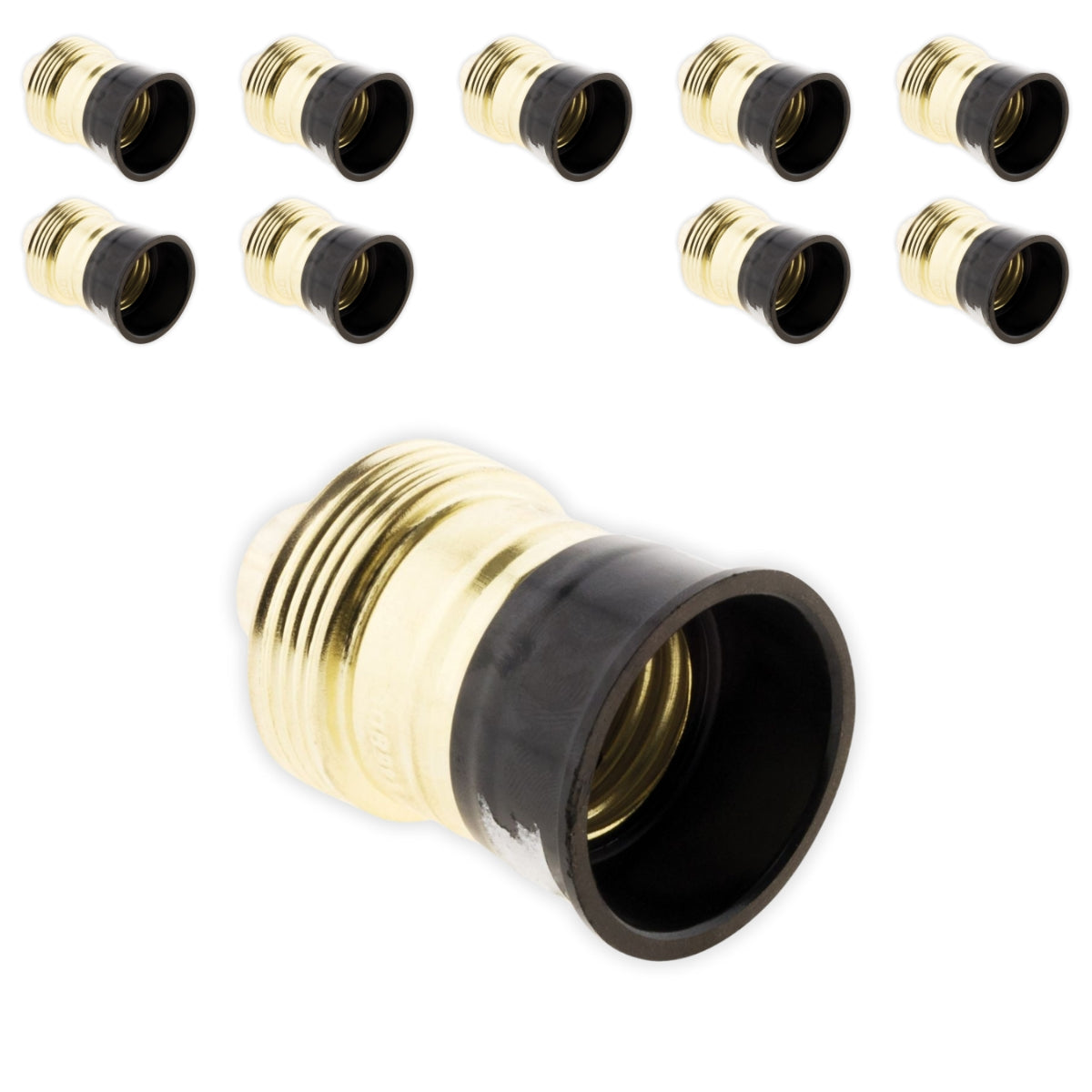 Lot de 10 douilles E27 Acier Laitonné collerette bakélite - Zenitech