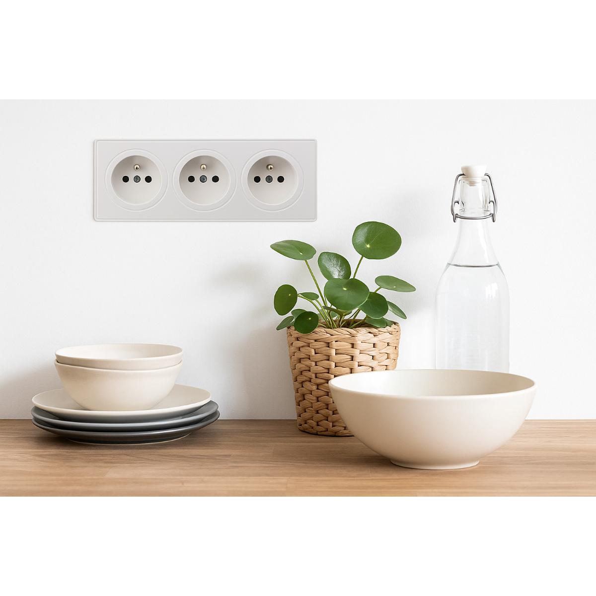 Lot de 5 prises triples 16A en saillie - Blanc - Vulco - Zenitech