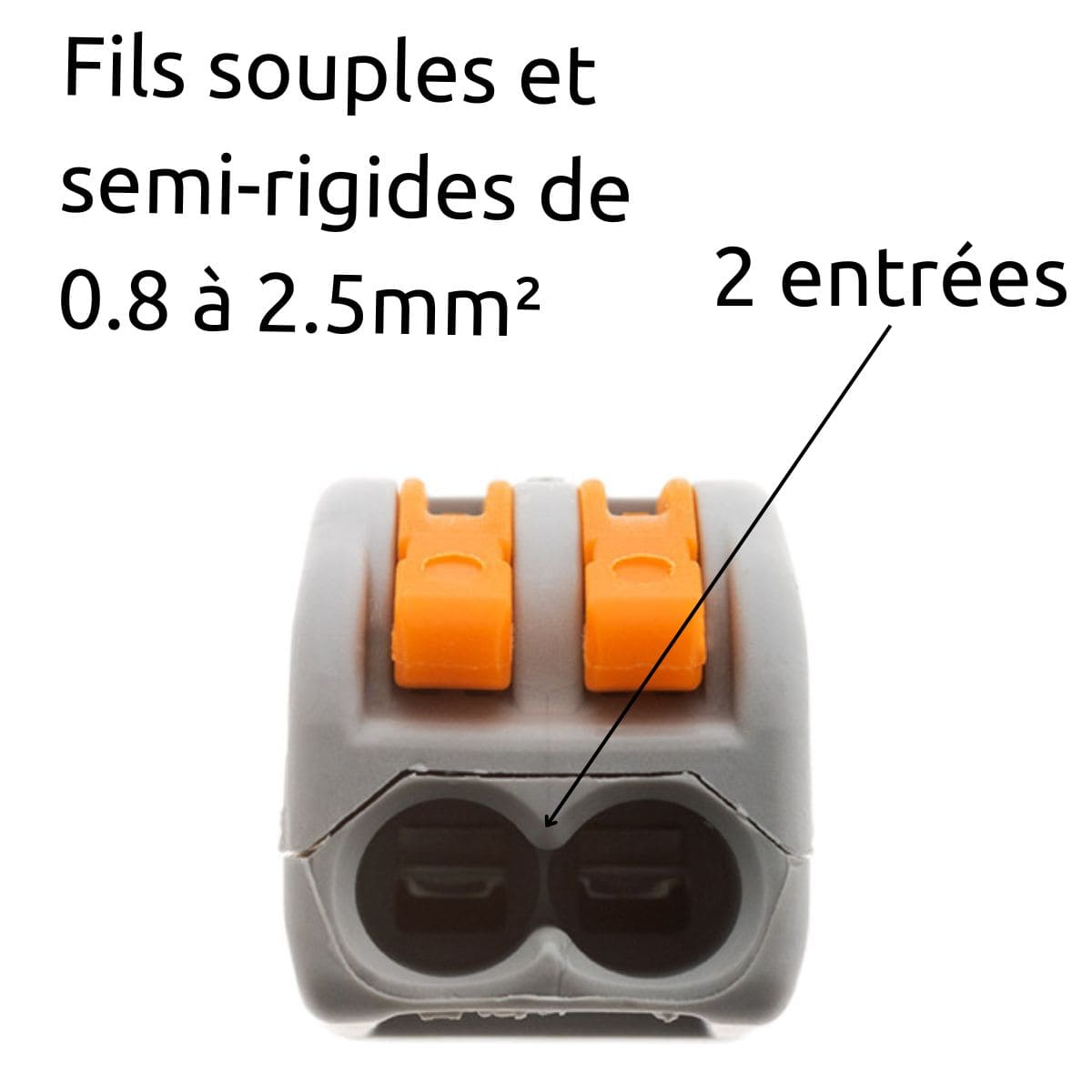 Lot de 300 bornes automatiques à cliquet S222 - 2 entrées - fils rigides et souples 4mm² max - Orange - Wago