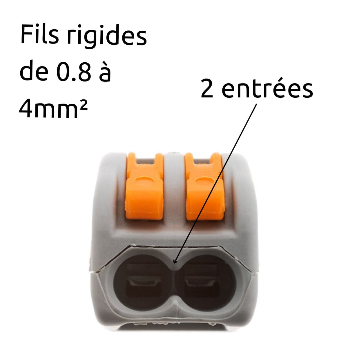 Lot de 300 bornes automatiques à cliquet S222 - 2 entrées - fils rigides et souples 4mm² max - Orange - Wago