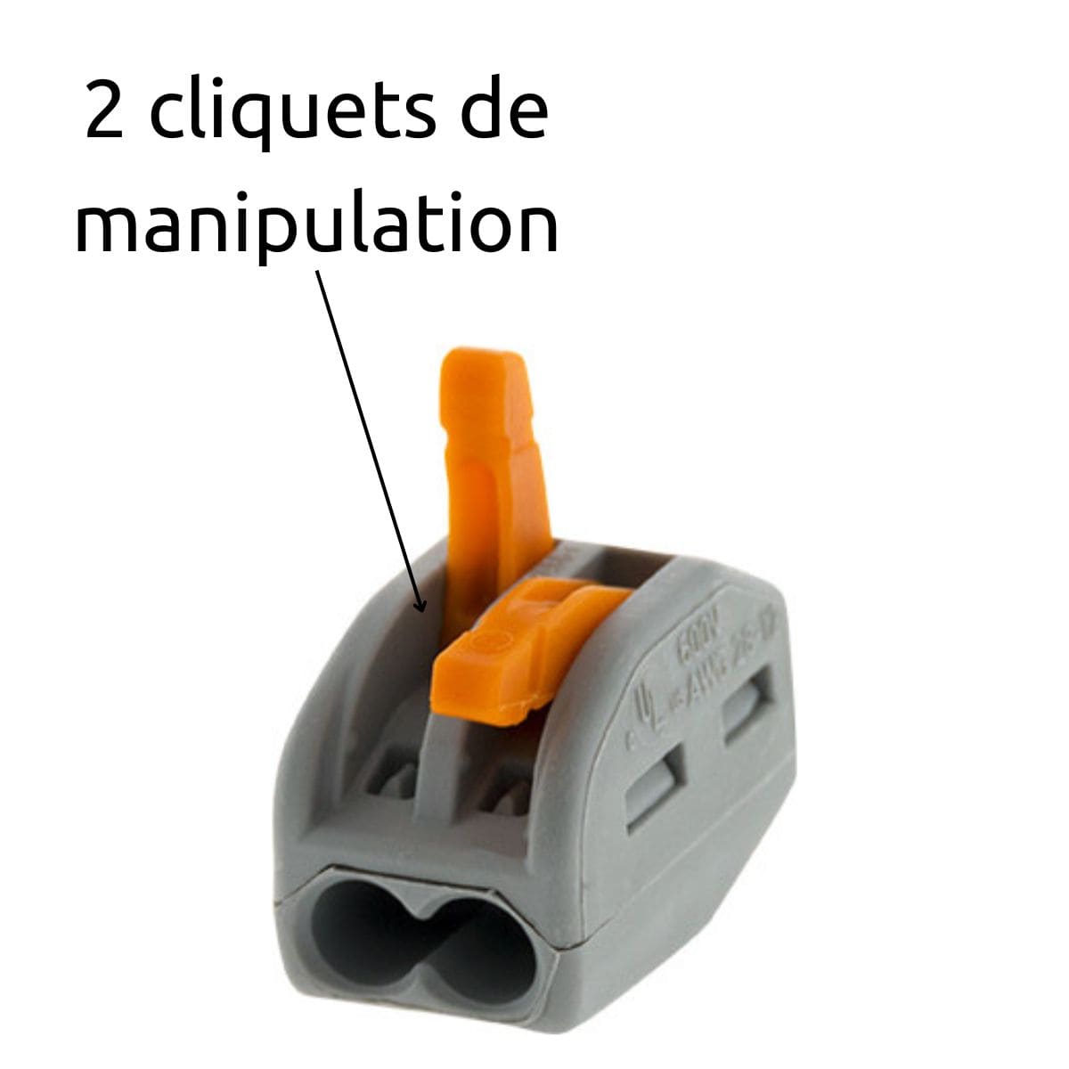 Lot de 300 bornes automatiques à cliquet S222 - 2 entrées - fils rigides et souples 4mm² max - Orange - Wago