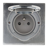 Prise de sol 16A 2P+T finition alu brossé - IP55 - Zenitech