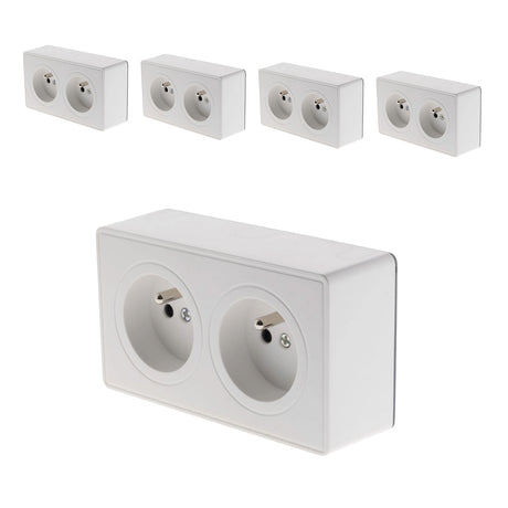 Prise double saillie 2P+T 16A - Vulco - Zenitech