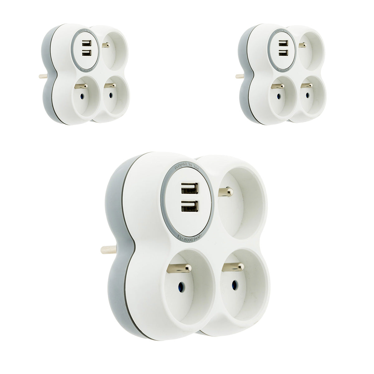 Lot de 3 multiprises triplites 16A + 2 ports USB - Zenitech