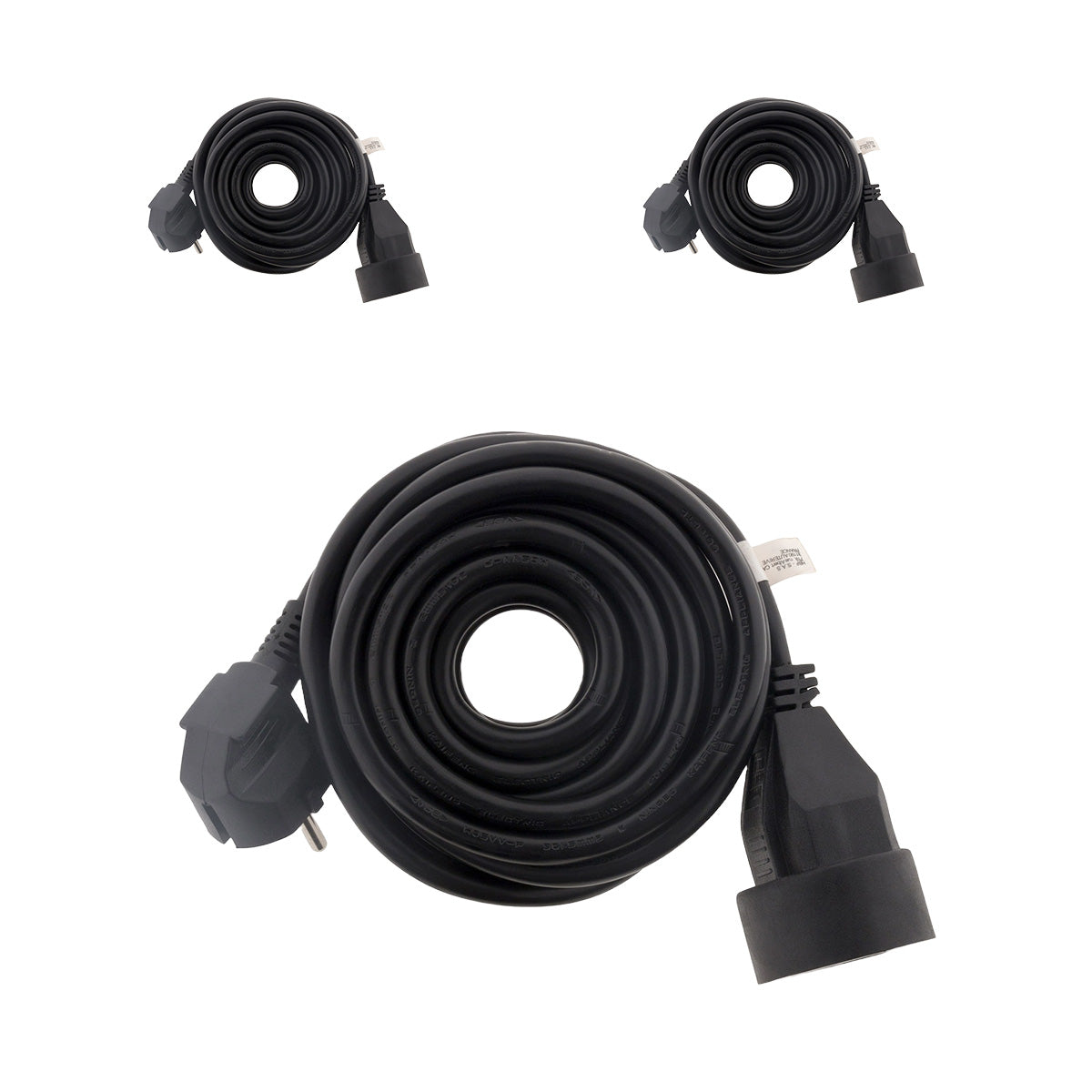 Lot de 3 prolongateurs 16A 2P+T HO5VV-F 3G1,5mm² - Noir 5m - Zenitech